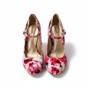 Qupid Floral Pink Women's Heels | Size 7